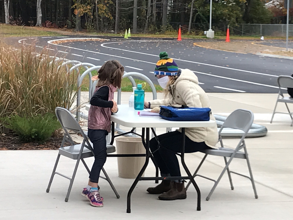 Teacher working with student