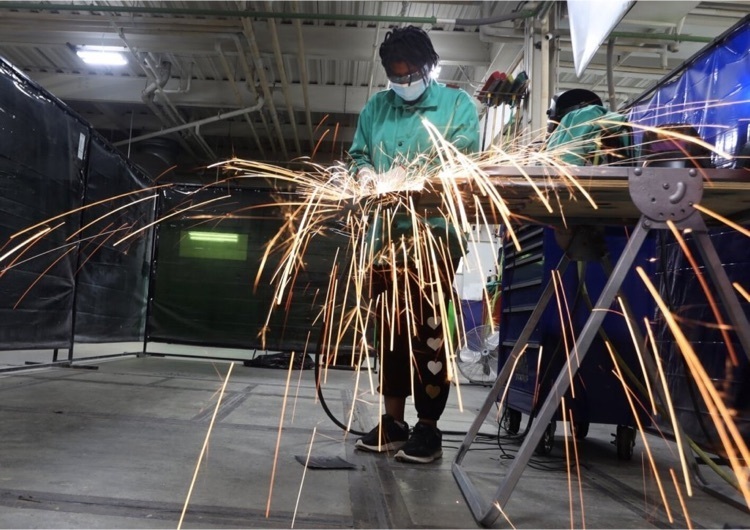 student welding