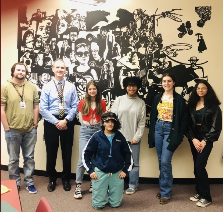 Students in front of Mural